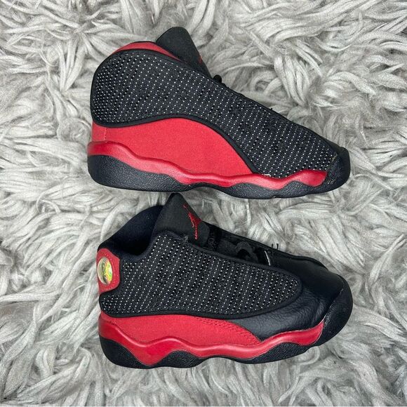 Nike Air Jordan 13 Retro Bred black & red lace up sneakers toddler shoe size 7 - Picture 6 of 10